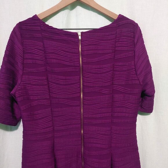 Melonie T dress womens 14 purple above-knee fit and flare textured short-sleeve - Picture 8 of 8